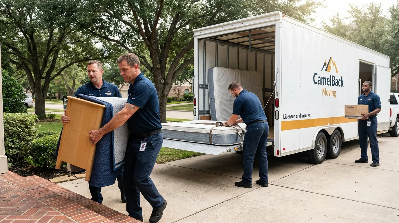 Crew loading residential truck for cross-state move from Geneva, NY