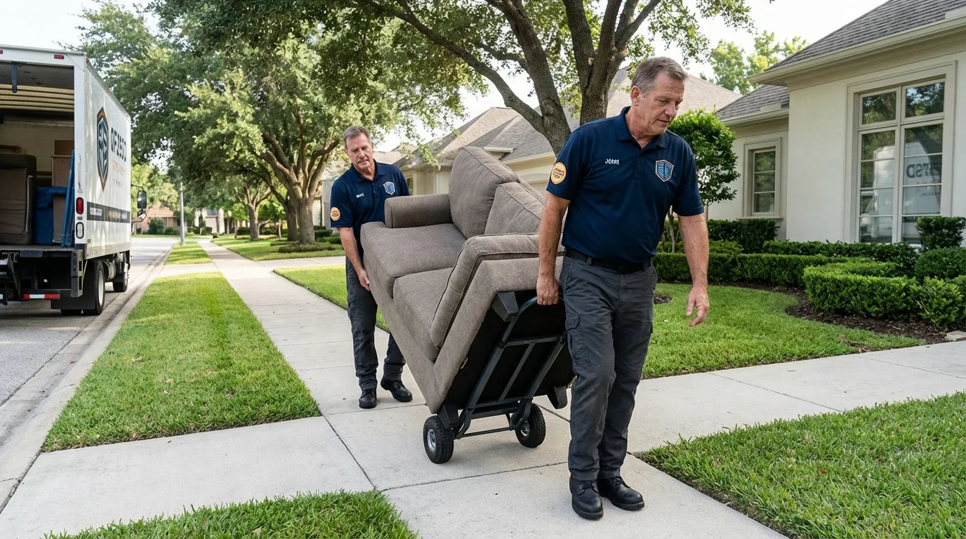 Local residential moving crew loading furniture in Geneva, NY